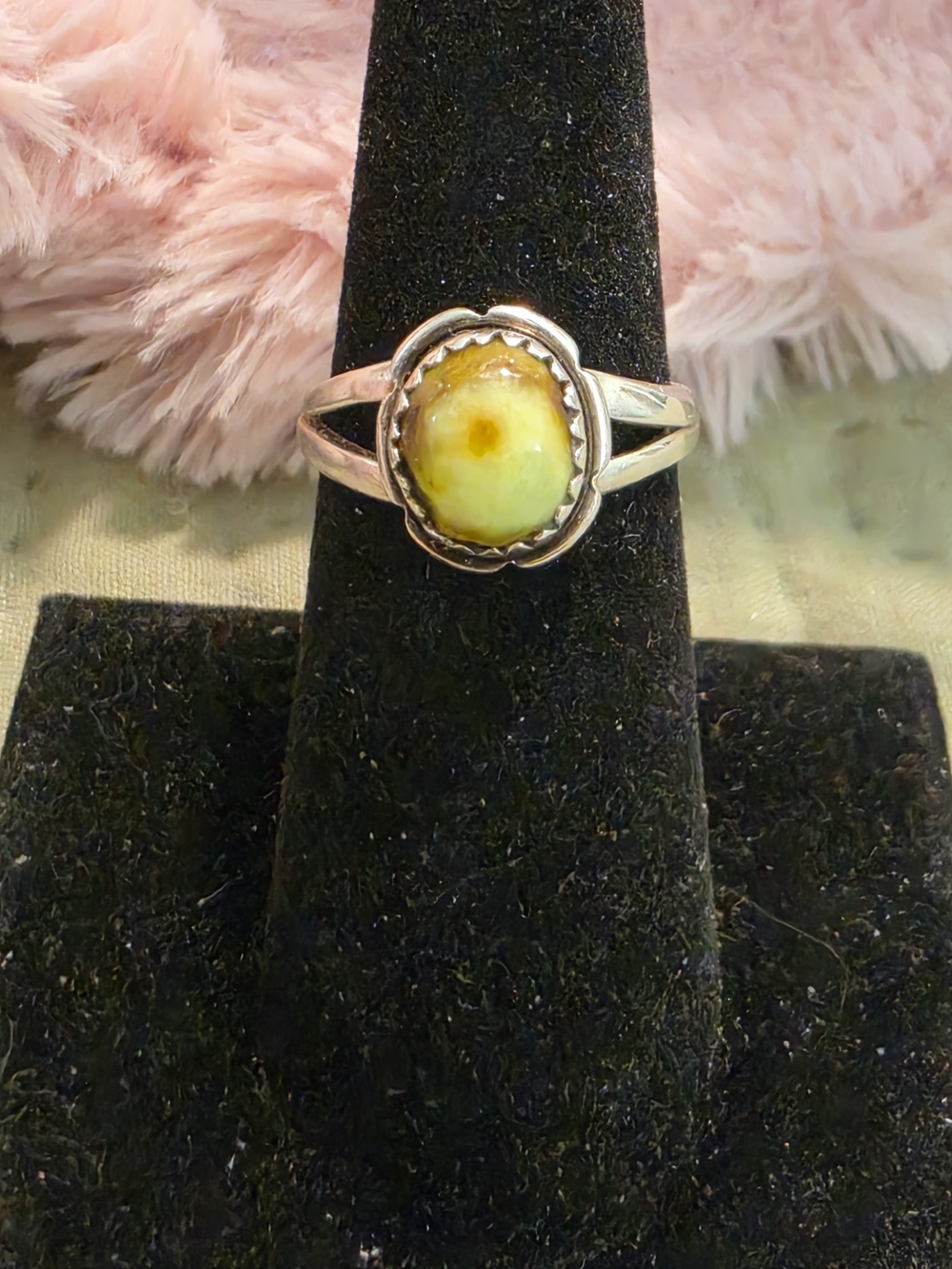 Sterling Silver Yellow Palomino  Turquoise Ring
